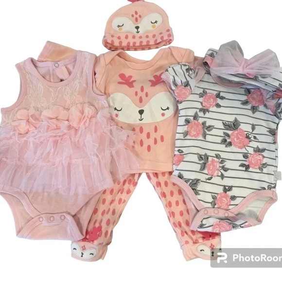 3 Pink Outfits Duck Duck Goose Pink, Floral, Lace and Tutu. Size 3-6 Month - Picture 1 of 9